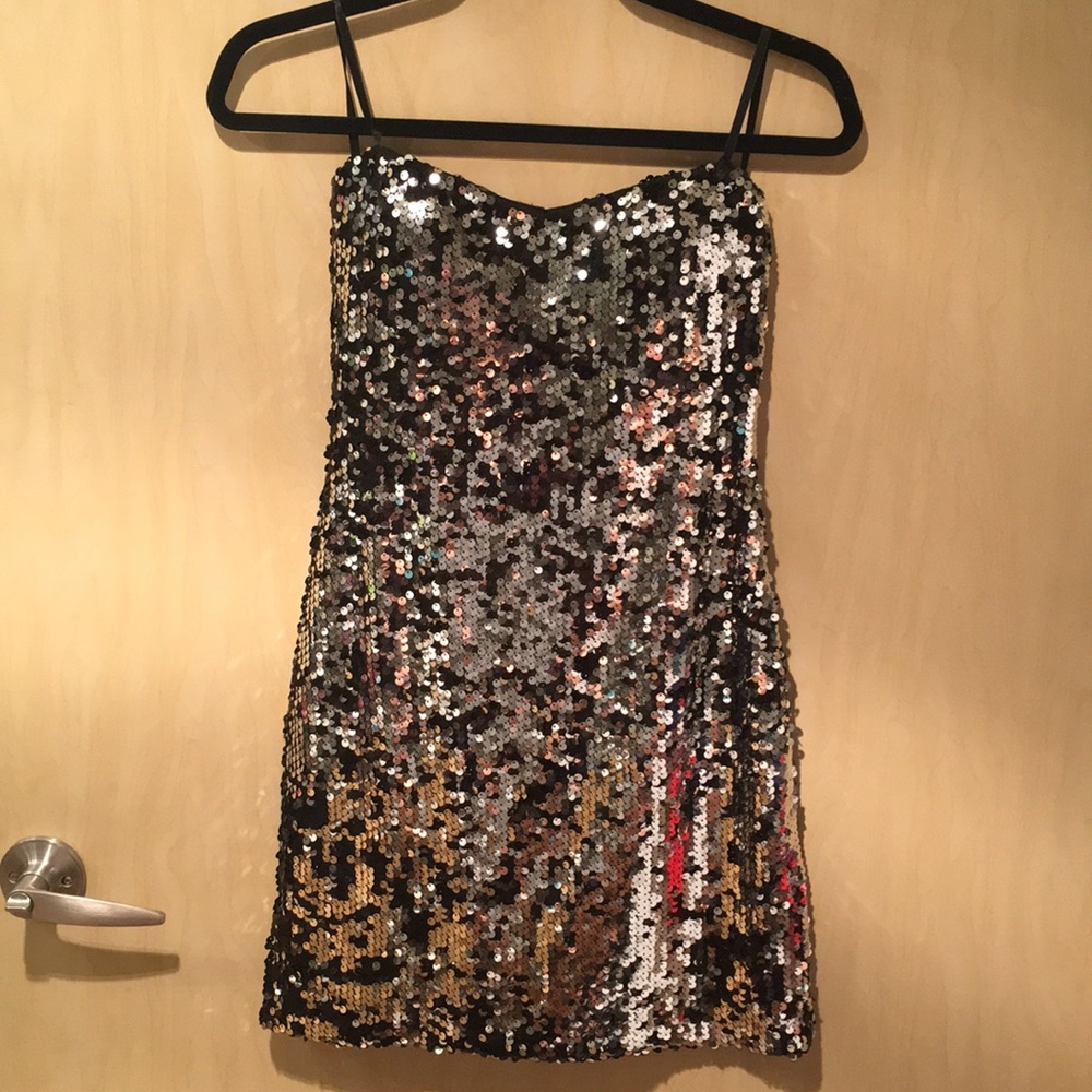 Strapless sequin dress